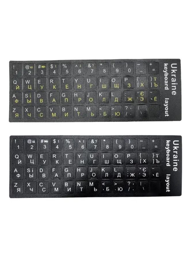 YL Model Ukrainian Cyrillic Keyboard Stickers Black Background White Letters Durable PVC Matte Reusable - Image 1